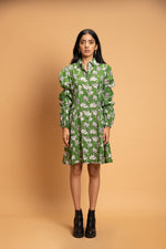 Load image into Gallery viewer, Picnic Botanical Vine Statement Shirt Dress
