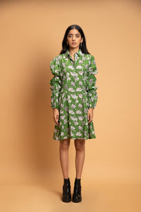 Picnic Botanical Vine Statement Shirt Dress
