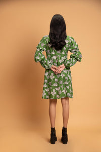 Picnic Botanical Vine Statement Shirt Dress