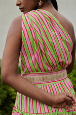 Load image into Gallery viewer, Lollipop Striper One Shoulder Dress
