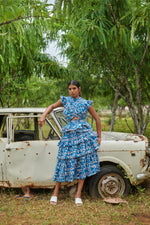 Load image into Gallery viewer, Criss Cross Desert Bluebell Long Dress
