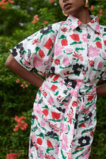 Load image into Gallery viewer, Jardin Spray Draped Shirt Dress
