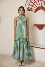 Load image into Gallery viewer, Forest Green Halter Maxi Dress
