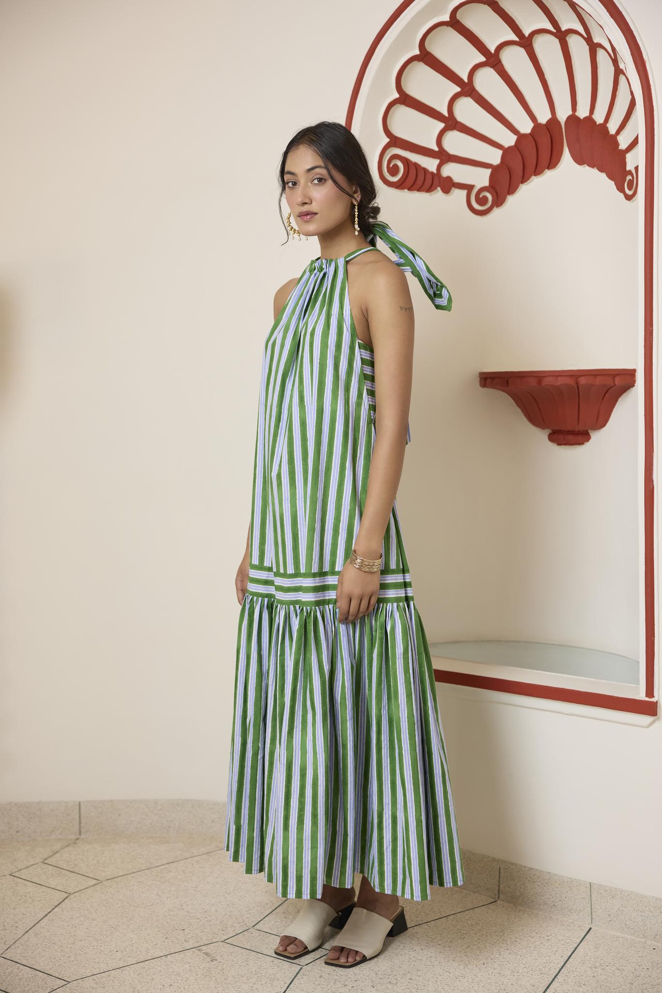 Forest Green Halter Maxi Dress