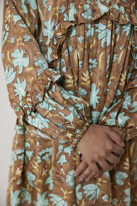 Umber Garden Ruffle Dress