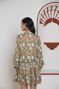Umber Garden Ruffle Dress