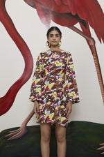 Load image into Gallery viewer, Abstract Dawn Wrap Mini Dress
