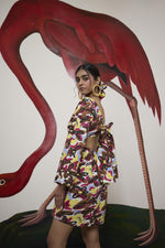 Load image into Gallery viewer, Abstract Dawn Wrap Mini Dress
