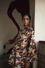Load image into Gallery viewer, Abstract Dawn Wrap Mini Dress
