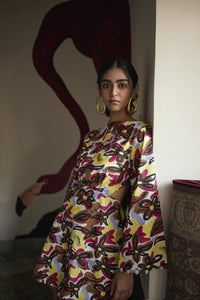 Abstract Dawn Wrap Mini Dress