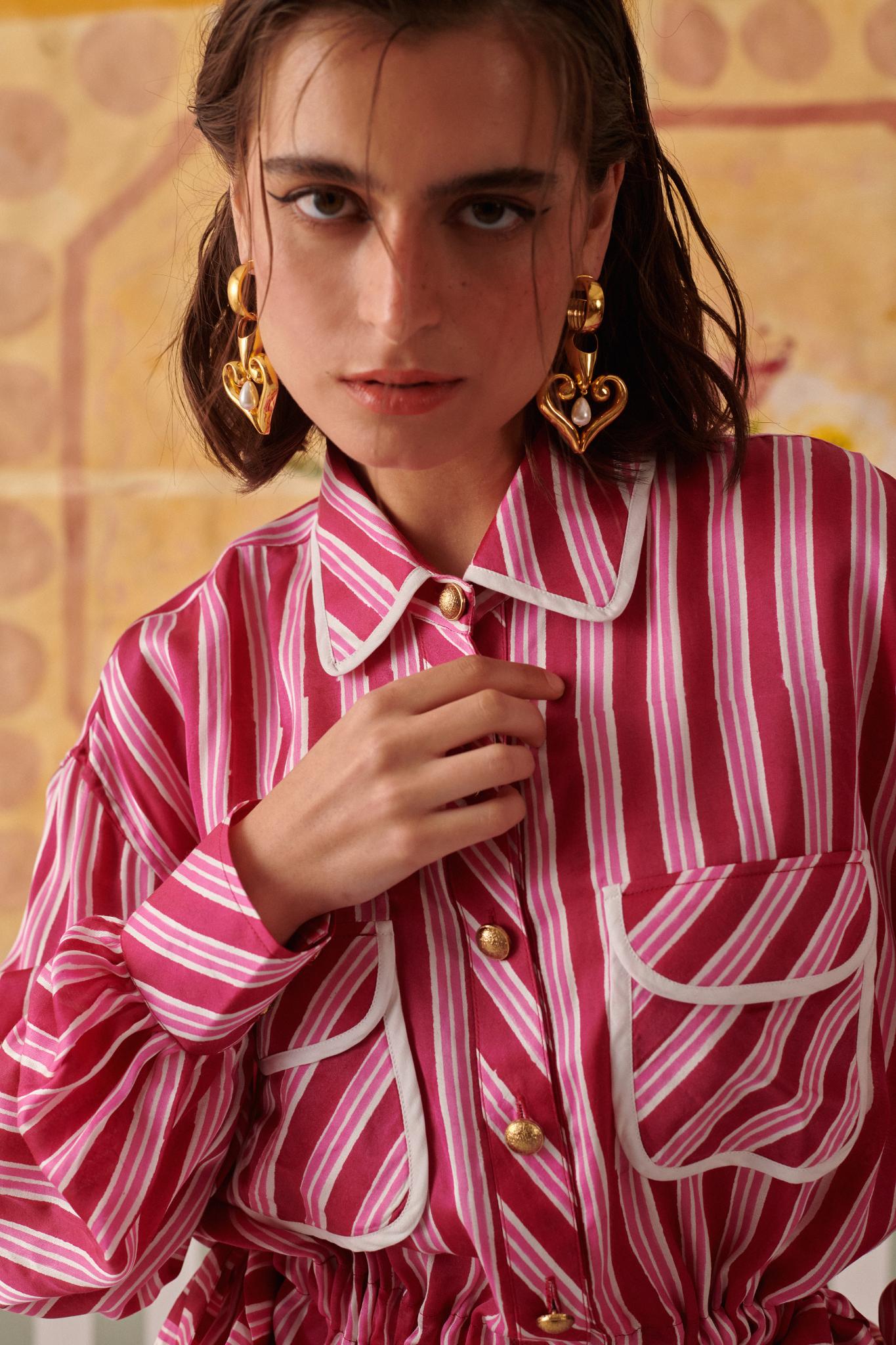 Blush Stripes Uniform Shirt