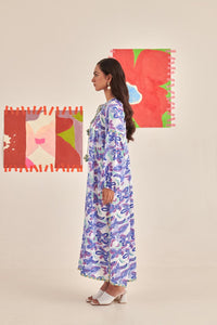 Abstract Gardenia Kaftan Dress