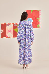 Abstract Gardenia Kaftan Dress