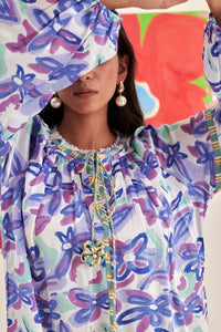 Abstract Gardenia Kaftan Dress