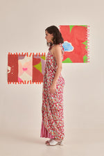 Load image into Gallery viewer, Floral Halter Neck Draped Dress Co-ord
