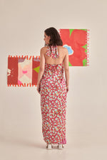 Load image into Gallery viewer, Floral Halter Neck Draped Dress Co-ord
