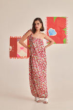 Load image into Gallery viewer, Floral Halter Neck Draped Dress
