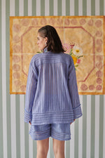 Load image into Gallery viewer, Powder Blue Crochet Shirt
