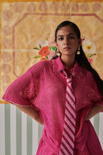 Load image into Gallery viewer, Hot Pink Crochet Shirt
