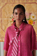 Load image into Gallery viewer, Hot Pink Crochet Shirt
