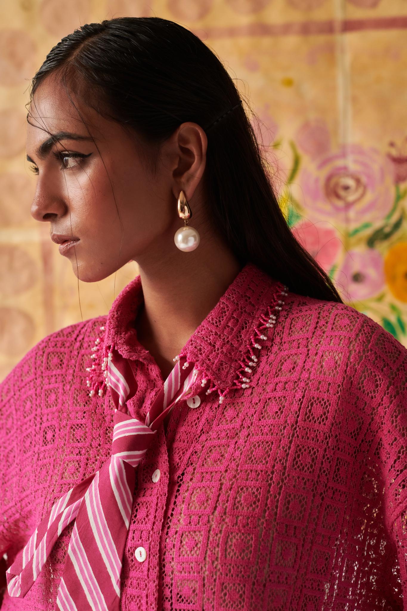 Hot Pink Crochet Shirt