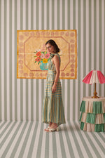 Load image into Gallery viewer, Evergreen Stripes Rose One Shoulder Dress
