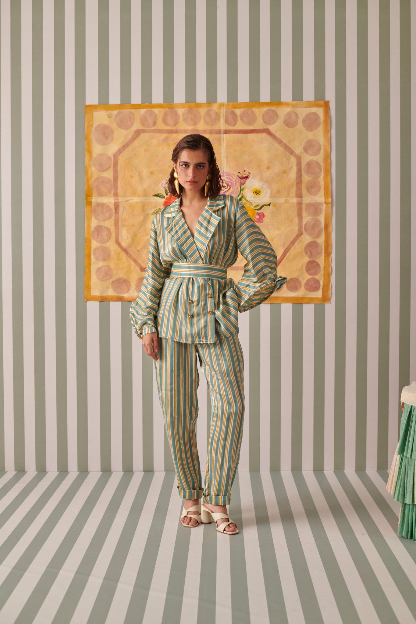 Evergreen Stripes Blazer Co-ord Set