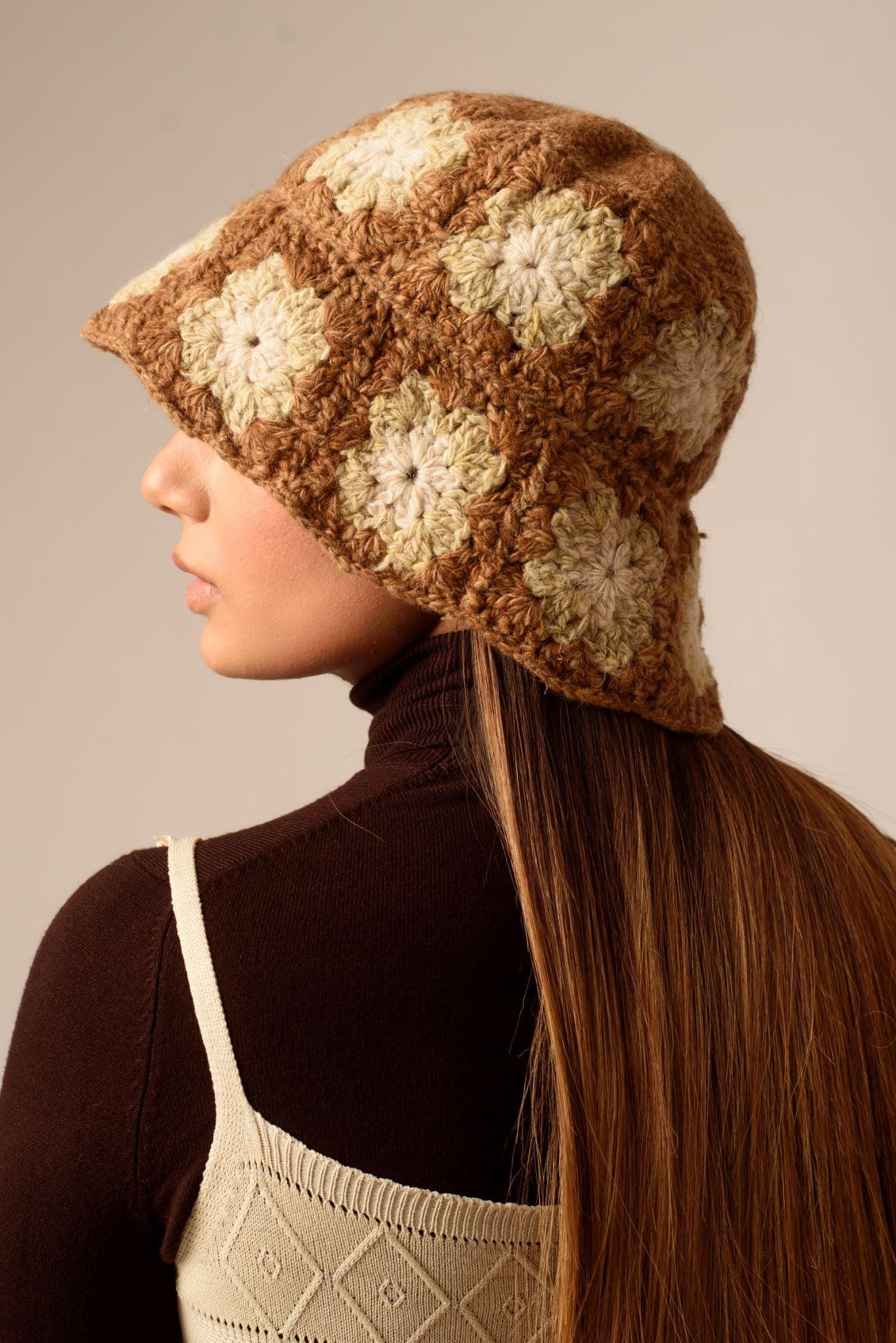 FLORAL CROCHET BUCKET HAT - Khajoor