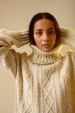 Load image into Gallery viewer, OVERSIZED TURTLENECK CABLE SWEATER - Khajoor
