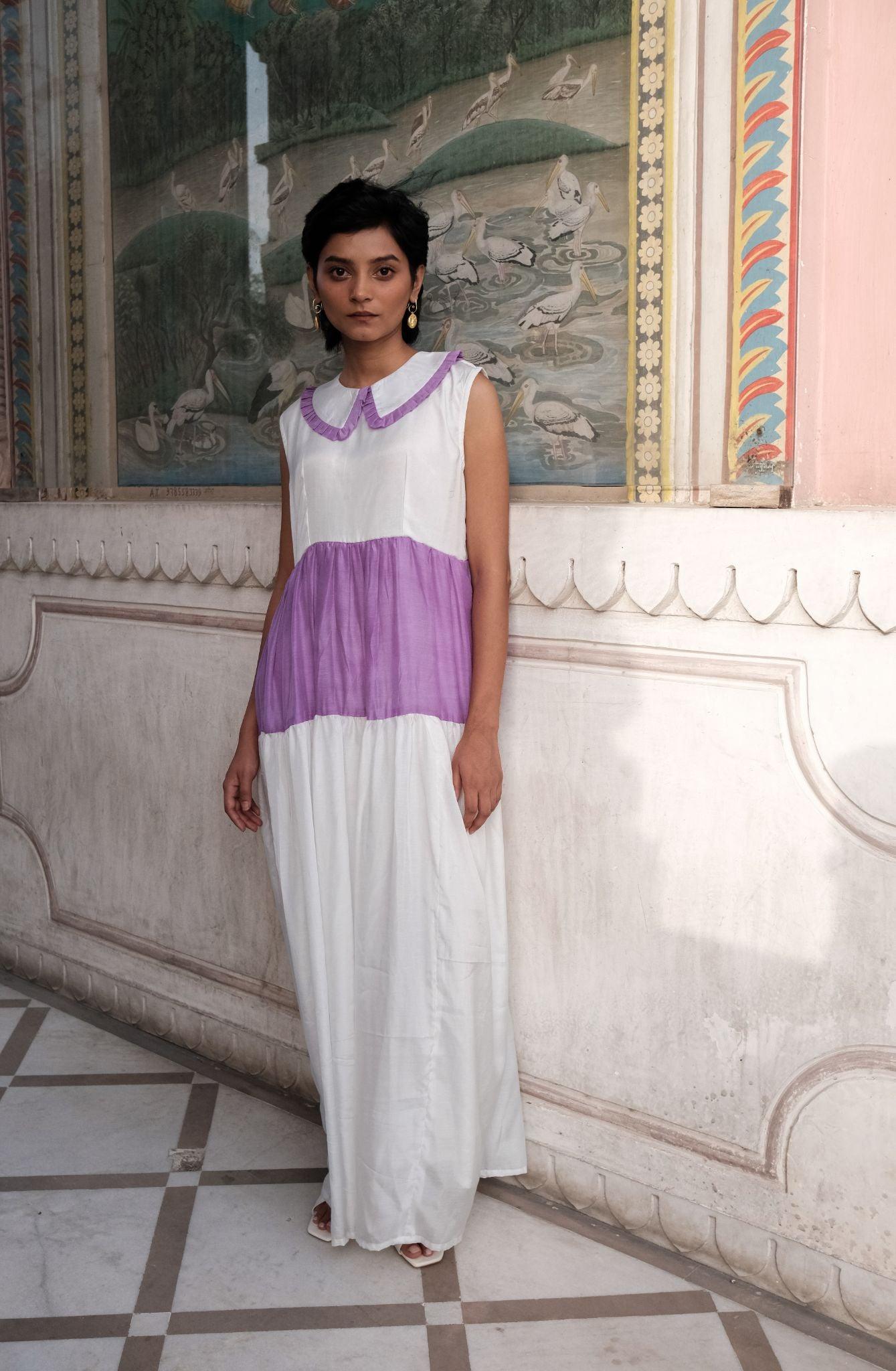 Lavender Long Tier Dress - Khajoor