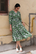 Load image into Gallery viewer, Botanical Vine Button Down Dress - Khajoor
