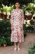 Load image into Gallery viewer, Outlined Florals Button Down Dress - Khajoor

